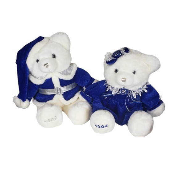 Vintage Dan Dee Collector Choice Teddy Bears Christmas 2002 Boy Girl Set 16 Inch